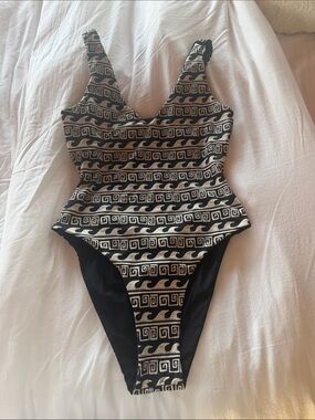 Women’s size medium Black & Cream Patterned One-Piece Swimsuit